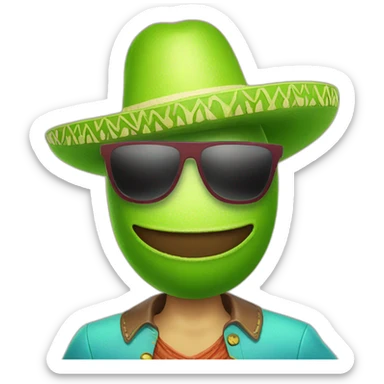 a friendly cartoon lime wearing sunglasses and a sombrero sticker