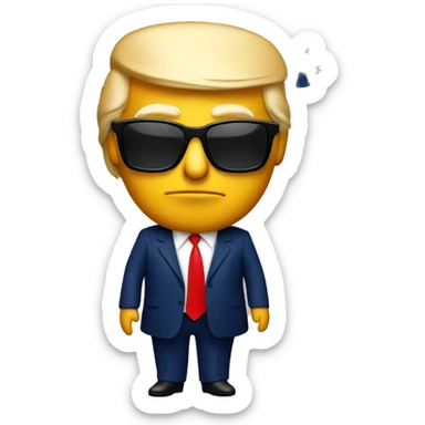 Donald trump with sunglasses with American flags in the back sticker