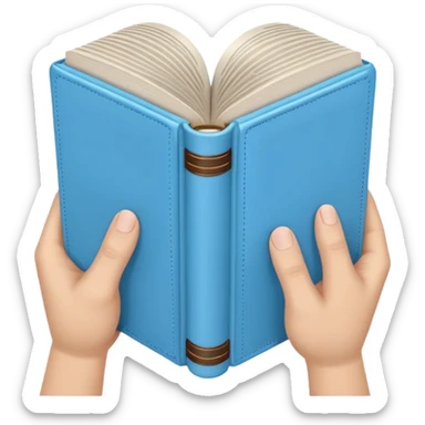 emoji hands holding a monochromatic pastel blue bible sticker