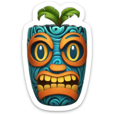 Tiki with colors blue and orange-tornado-fun-love-girl sticker