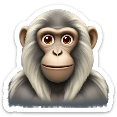 monkey with long hair and red lipstick  sticker