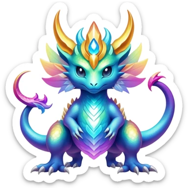 Epic divine legendary complex detailed iridescent gradients aesthetic-Fakémon-creature-scenery sticker