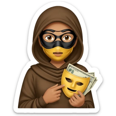 Robber emoji holding a 💰 wearing a mask that is made of robber dress sticker