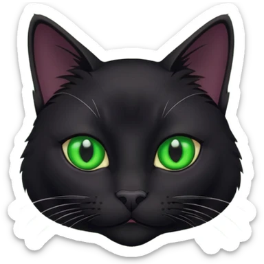 A beautiful cat black with Green eyes inter figure sticker