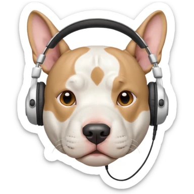 white pitbull head with headphones sticker