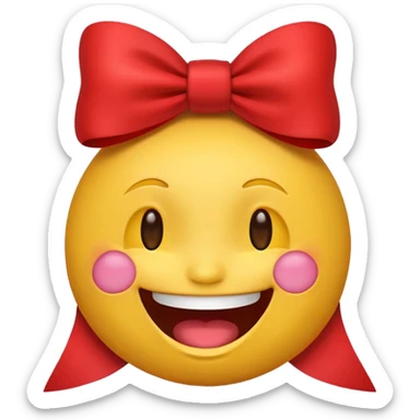Laughing emoji with a bow on head sticker