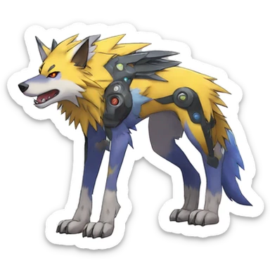  Shiny Edgy Colorful Digimon-Fakemon-Wolf with edgy markings full body sticker