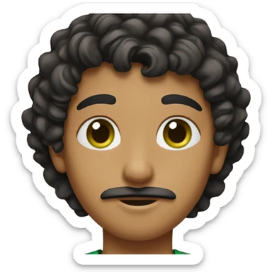 Arab boy brown curly haïr green eyes and mustach sticker