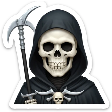 Silver skull Grim Reaper gothic With a scythe  sticker