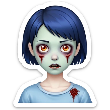Zombie girl with short blue-black hair sticker