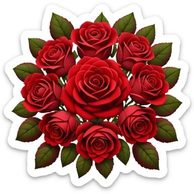 Huge dark red flower bouquet with different flowers and red tones and roses   sticker