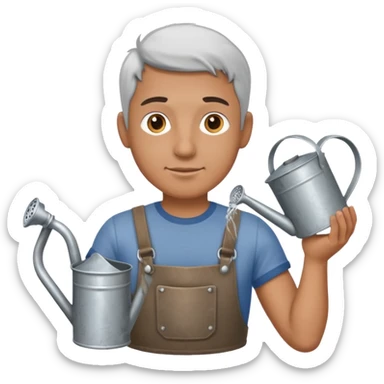 man holding watering pot sticker