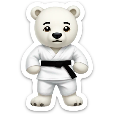 Polar bear stuffed animal with karate outfit black belt  sticker
