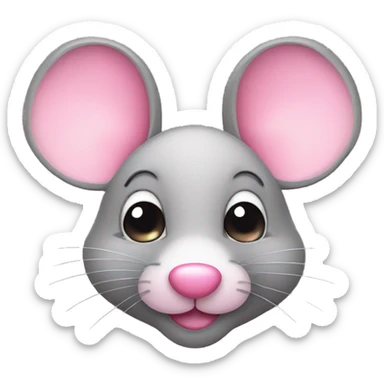 cute mouse face emoji with pink heart-shaped nose sticker