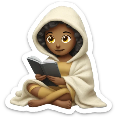 girl reading kindle with blanket sticker