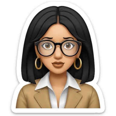 rapper Cardi B black hair wear glasses sticker