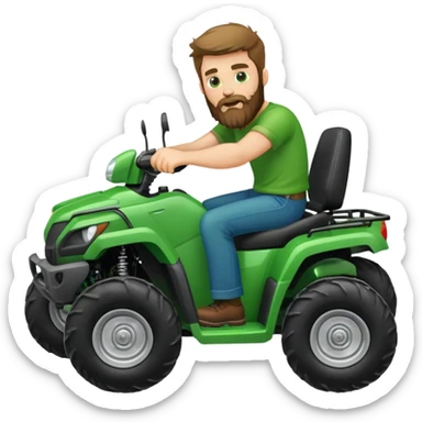 Stereotypical redneck with a beard breaking a green 4 wheeler sticker