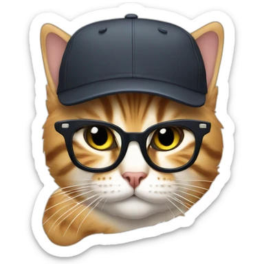 Wearing cap snd spex cat sticker