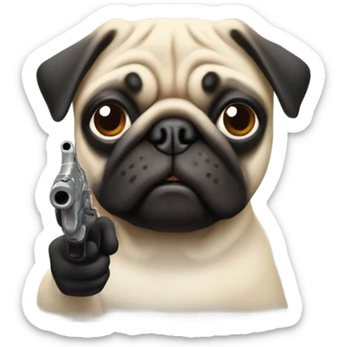 Pug with a gun sticker