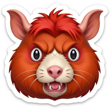 red evil demon guinea pig with horns sticker