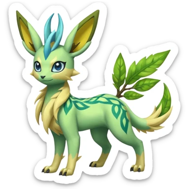  Exotic Ivy Dragonic Feathery Scaly Meloetta-Manectric-Leafeon-Electrike-Jolteon-Zygarde-Renamon-hybrid-fusion-Fakémon-creature, full body sticker