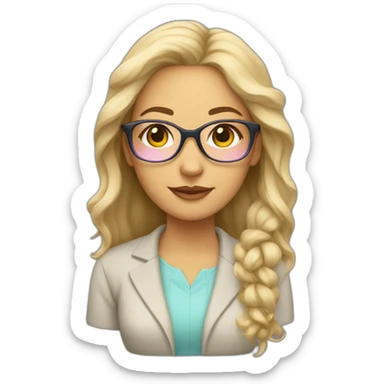 A pretty, half-haired teacher with pastel-colored glasses sticker