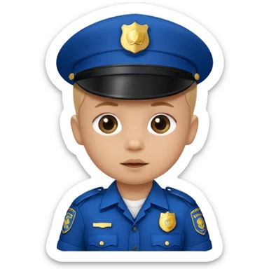 baby in police without cap sticker