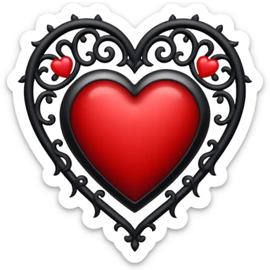 red gothic heart with black filigree and pearls, dark romance sticker
