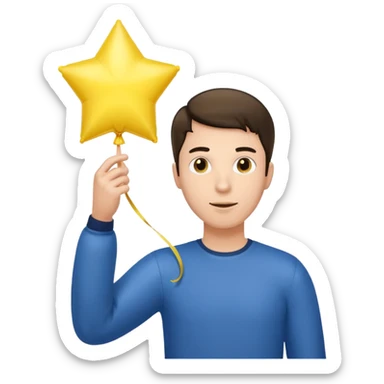 man holding star yellow balloon  sticker