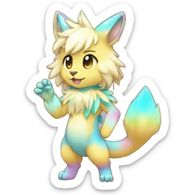 Anthro Shiny Colorful Pastel Glitter Sparkle Stars Gradient Anime Chibi Animal-Fakémon-Pokémon-Hybrid Fur Sona Aesthetic Trending Style Full Body sticker