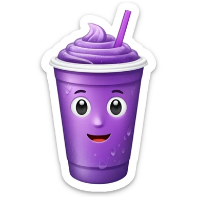 White solid paper cup filled with purple iced soda sticker