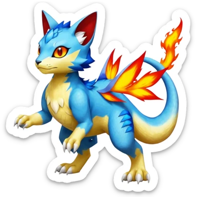 Gabite-Veemon-Digimon-Peppercat-Pokémon-Flamedramon-fusion-animal-hybrid-creature, Full body  sticker