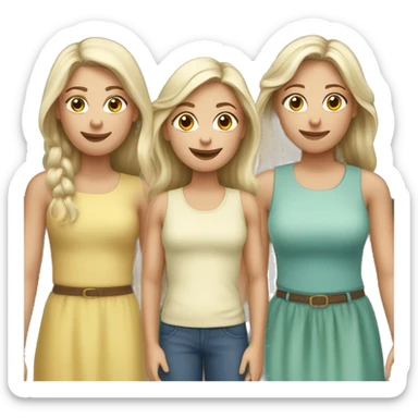 Two older sisters with two younger sisters, all Caucasian sticker