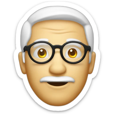 Viel homme blanc chauve avec lunettes rondes SANS moustache visage rond sticker