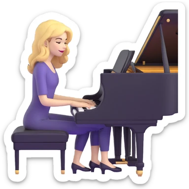 Michelle Monaghan with honey blonde hair playing piano sticker
