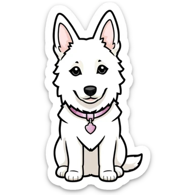 white Swiss Shepherd dog with a Glitter collar  sticker