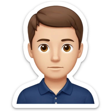 a man with really short and nice hair wearing a navy polo  sticker