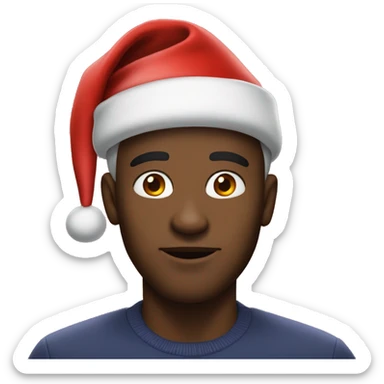 a black man with ultra big jawline and a christmas hat sticker