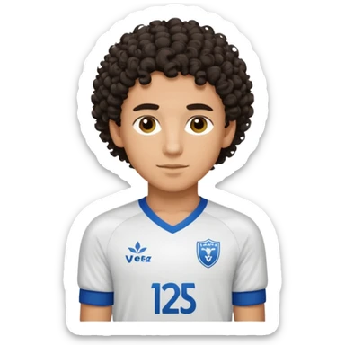 Un chico morocho con rulos con la camiseta de Vélez sarfield sticker