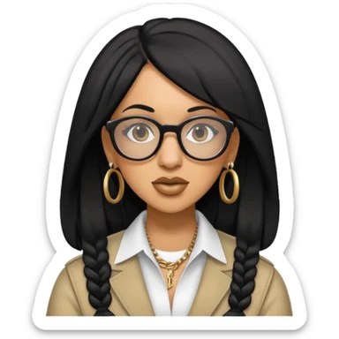 rapper Cardi B black hair wear glasses sticker