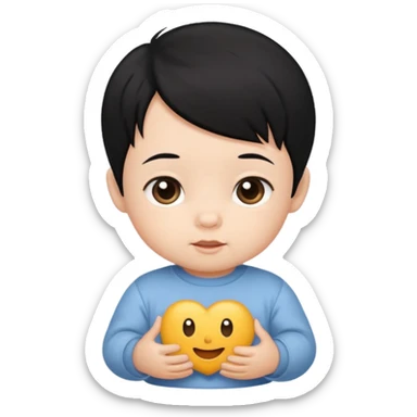 black hair infant 1year old sticker