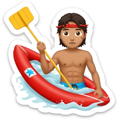 Lifeguard Native American Teenager with messy hair rescuing someone sticker