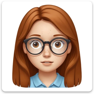 Une adolescente avec des taches de rousseurs, des grandes lunettes, des cheveux châtains clair longs et lisses et des yeux marrons  sticker