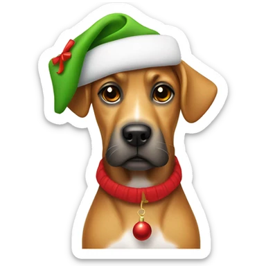 Dog with a Christmas hat kn sticker