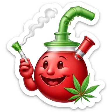Kool-Aid Man smoking a bong with a cannabis leaf sticker
