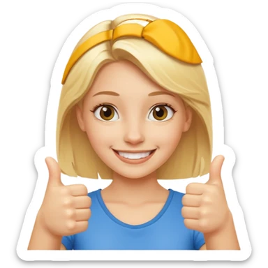 Double thumbs up blonde girl smilingemoji sticker