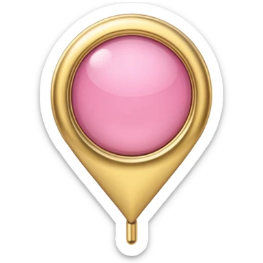 A pink location pin with elegant golden details and accents.  sticker