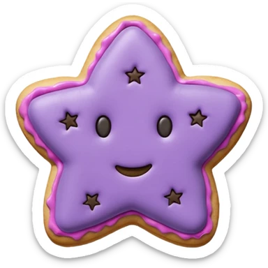 realistic pastel purple cookie with a soft, crumbly texture, fine surface cracks, matte baked finish, star-shaped jam cutout revealing glossy dark berry filling no face  sticker