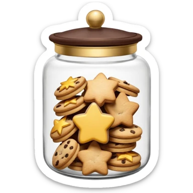 Realistic glass cookie jar with brown lid full of stars cookies sticker
