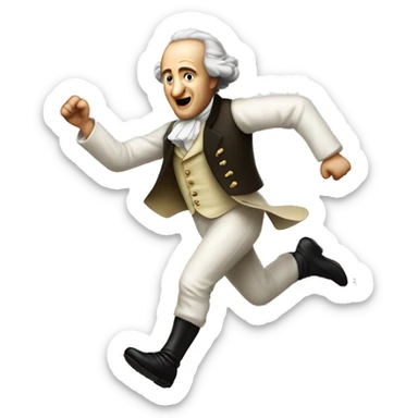 Goethe running, with a large stride and arms outstretched sticker